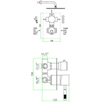 Einbau mischer dusche mit umsteller Fiore Xenon 44CR7515
