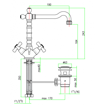Miscelatore lavabo con scarico automatico Fiore Margot 26CR0625