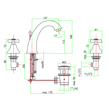 Waschtisch Mischer mit automatischer Ablaufgarnitur Fiore Margot 26CR0625