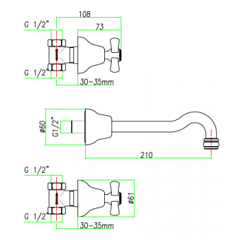 3-Loch Waschtischbatterie mit automatischer Ablaufgarnitur Fiore Margot 26CR0637