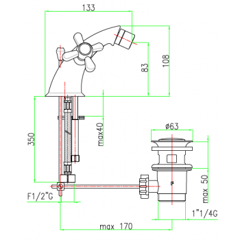 Monobloc-Waschtischbatterie mit automatischer Ablaufgarnitur Fiore Margot 26CR0622