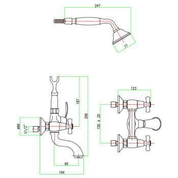 5-Loch Batterie Badewanne Fiore Margot 26CR0608