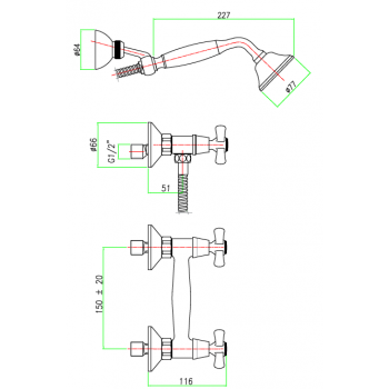 Miscelatore esterno doccia con doccetta Fiore Margot 26CR0602