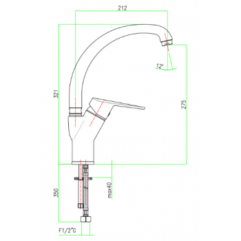 Miscelatore lavello cucina con leva laterale Fiore Kyro 86CR4318