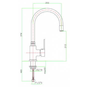 Spültischbatterie professioneller mit Seitenkörper Fiore Katana 77CR5425