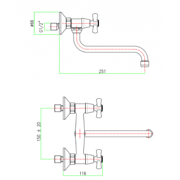 Miscelatore lavello a muro Fiore Margot 26CR0642