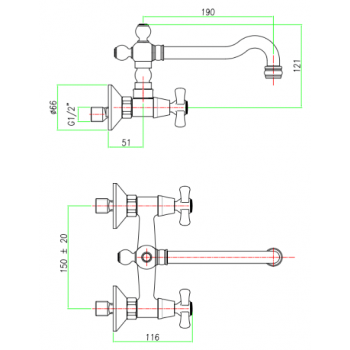 Wand-Spültischbatterie Fiore Margot 26CR0642