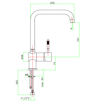 Spültischbatterie professioneller mit Seitenkörper Fiore Katana 77CR5425