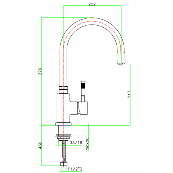 Spültischbatterie mit horizontalem Körper Fiore Xenon 44CR5467