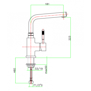 Spültischbatterie mit Regenschirm Auslauf Fiore Xenon 44CR5480