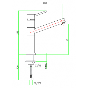Miscelatore lavello con canna ad L Fiore Xenon 44CR5490