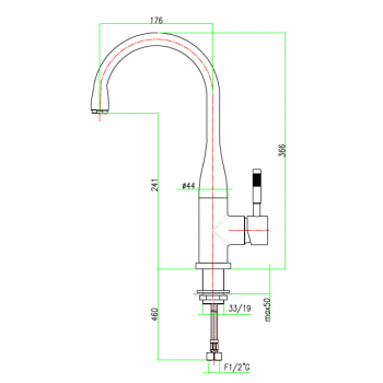 Spültischbatterie mit Regenschirm Auslauf Fiore Xenon 44CR5480