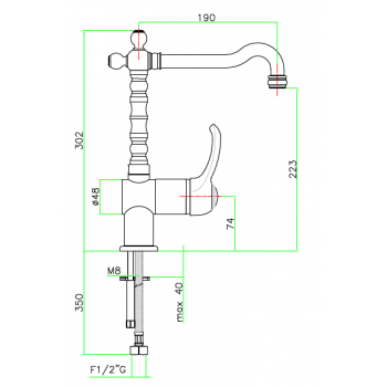 Spültischbatterie mit horizontalem Körper Fiore Xenon 44CR5461