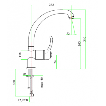 Spültischbatterie horizontalem mit antikem Auslauf Fiore Jafar 47CR5414