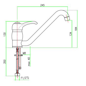 Spültischbatterie mit horizontalem Körper Fiore Jafar 47CR5462