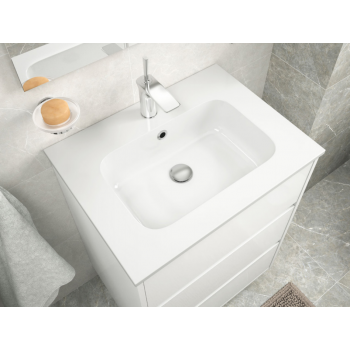 Mobile bagno 60 cm in legno marrone Acacia con lavabo