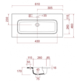 Mobile bagno a terra 60 cm in legno grigio opaco con lavabo