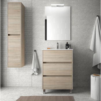 Mobile bagno 60 cm in legno marrone Caledonia con lavabo