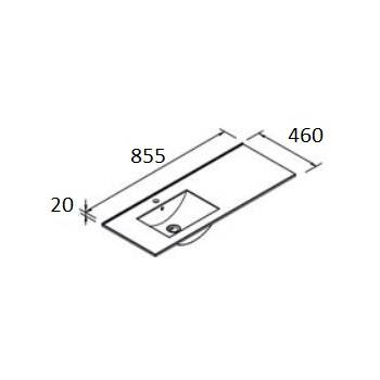 Mobile bagno a terra 85 cm in legno grigio opaco con lavabo in porcellana