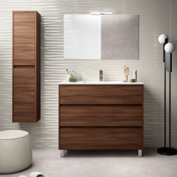 Badezimmer Badmöbel 60 cm in mattgrauem Holz mit Waschbecken Arenys