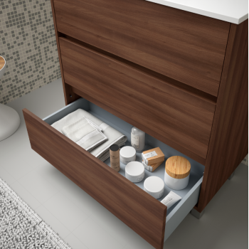 Badezimmer Badmöbel 60 cm in mattgrauem Holz mit Waschbecken Arenys