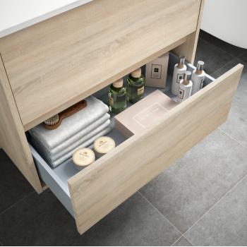 Mobile bagno 60 cm in legno Bianco lucido con lavabo in porcellana