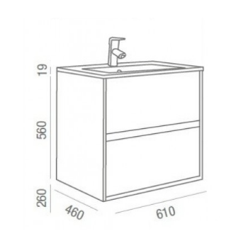 Mobile bagno 60 cm in legno Bianco lucido con lavabo in porcellana