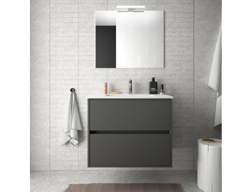 Badezimmer Badmöbel 60 cm aus Akazienbrauner Holz mit Porzellan Waschtisch