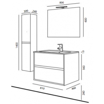 Badezimmer Badmöbel 60 cm aus Akazienbrauner Holz mit Porzellan Waschtisch