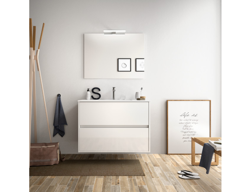 Badezimmer Badmöbel 60 cm aus Akazienbrauner Holz mit Porzellan Waschtisch