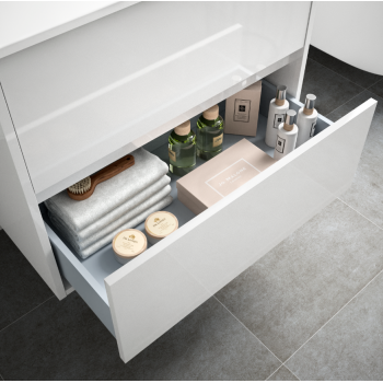 Badezimmer Badmöbel 60 cm aus Akazienbrauner Holz mit Porzellan Waschtisch