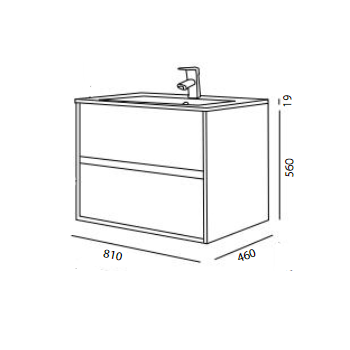 Mobile bagno sospeso 80 cm in legno grigio opaco con lavabo in porcellana