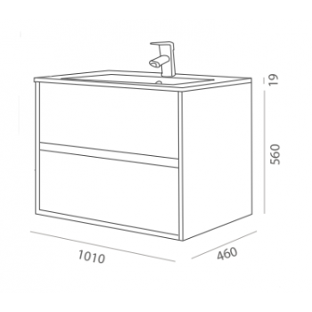 Mobile bagno sospeso 100 cm in legno marrone Caledonia con lavabo in porcellana