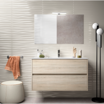 Badezimmer Badmöbel 90 cm aus glänzend weiß lackiertem Holz mit Porzellan Waschtisch