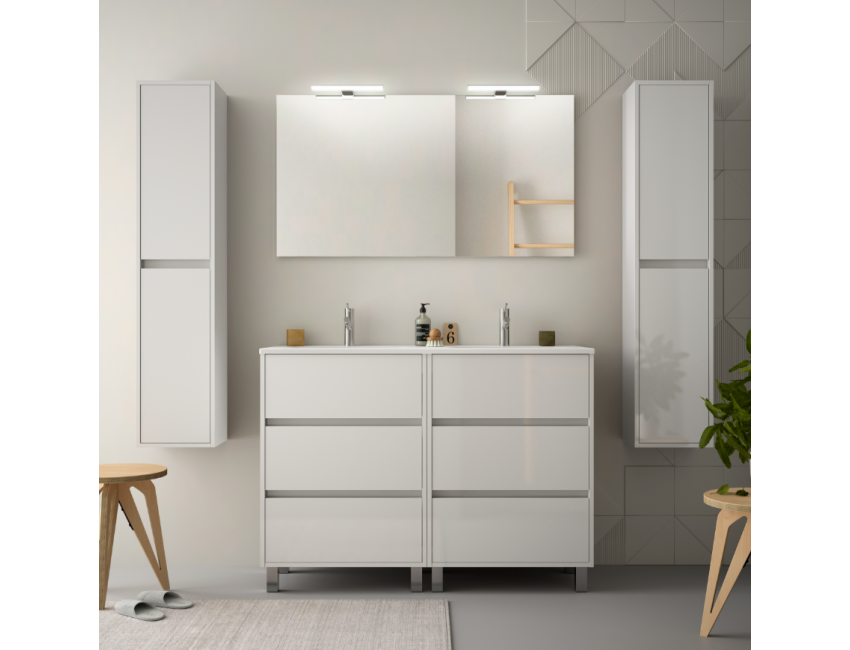 Badezimmer Badmöbel 85 cm Akazienbrauner Holz mit porzellan Waschtisch