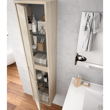 Mobile bagno sospeso 120 cm in legno marrone Caledonia con lavabo in porcellana