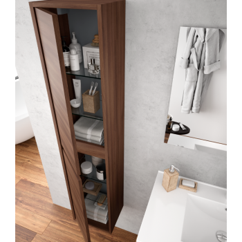 Badezimmer Badmöbel 70 cm aus glänzend weiß lackiertem Holz mit Porzellan Waschtisch und zwei Türen