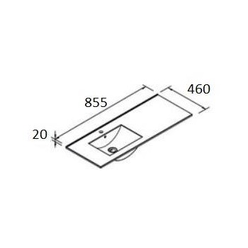 Mobile bagno sospeso 85 cm in legno marrone Caledonia con lavabo in porcellana