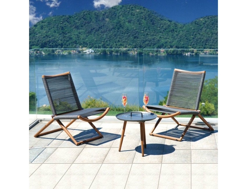 Balcony Set Bormio in alluminio effetto legno