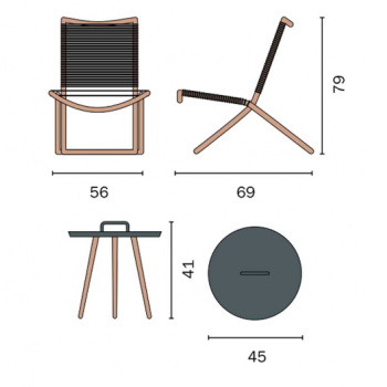 Balcony Set Bormio in alluminio effetto legno