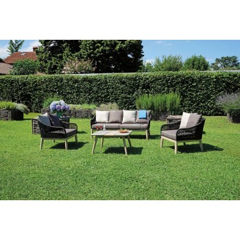 Set Sanremo con struttura in alluminio ricoperta di corda moro melange