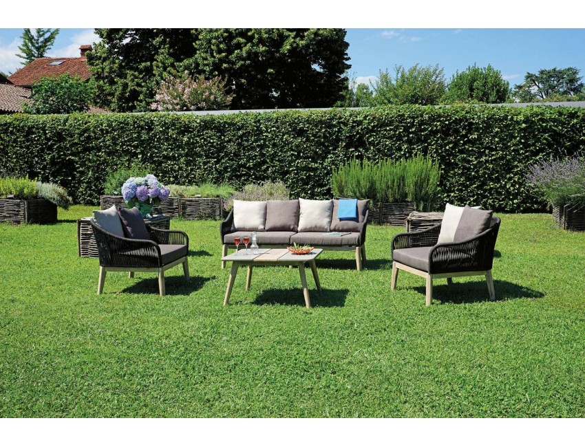 Balcony Set Bormio aus holzähnlichem Aluminium