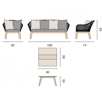 Balcony Set Bormio aus holzähnlichem Aluminium
