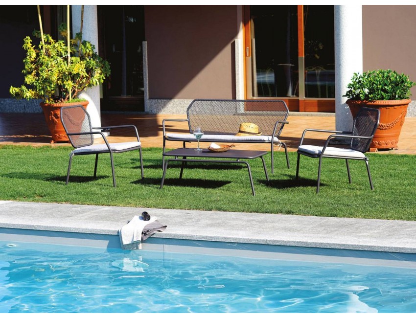 Balcony Set Bormio aus holzähnlichem Aluminium