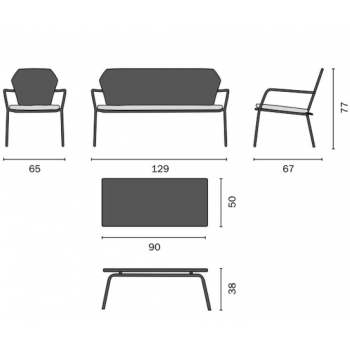 Balcony Set Bormio aus holzähnlichem Aluminium