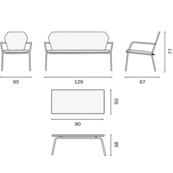 Balcony Set Bormio aus holzähnlichem Aluminium