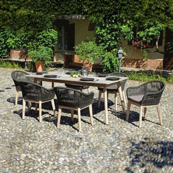 Dining set Imperia aus Holzoptik Aluminium