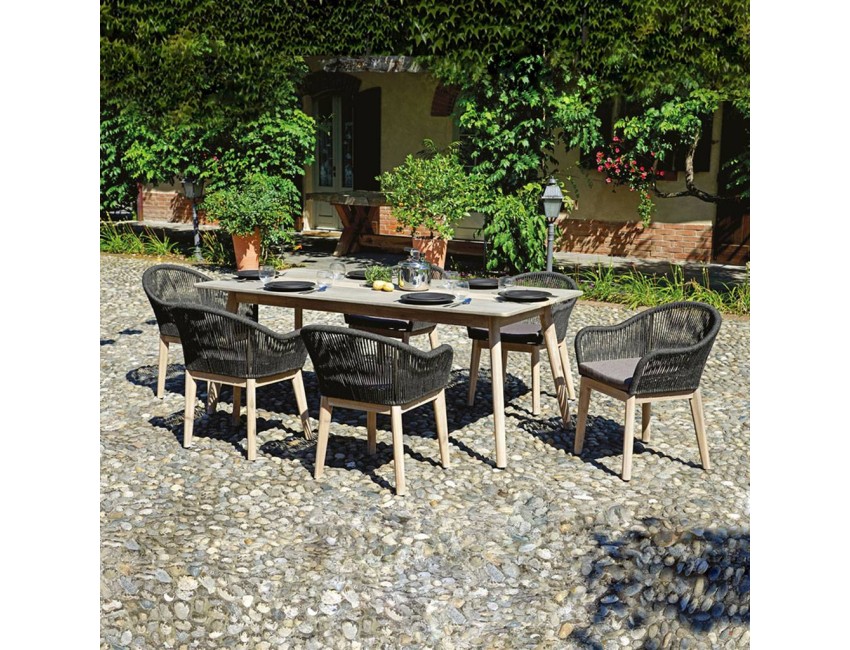 Dining set Imperia aus Holzoptik Aluminium