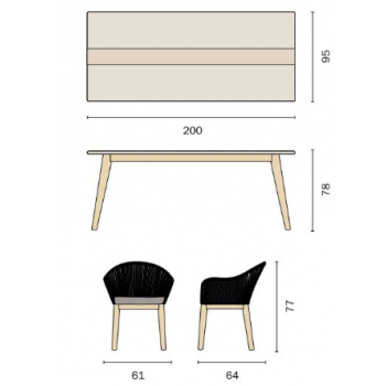 Dining set Savona con tavolo e sei poltroncine