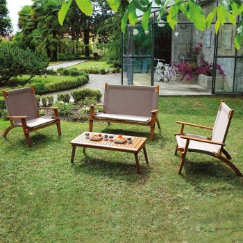 Set Sanremo mit Aluminiumstruktur umhüllt von einem dunkelbraunen Melange-Seil